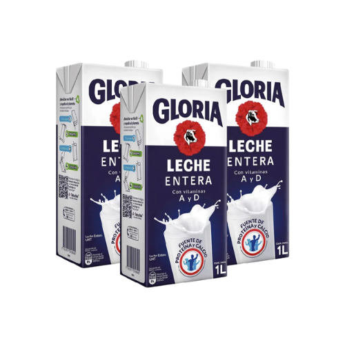 Leche Entera Gloria 1L x3