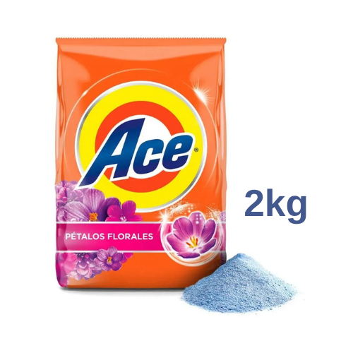 Detergente en Polvo ACE Pétalos Florales Frasco 2kg