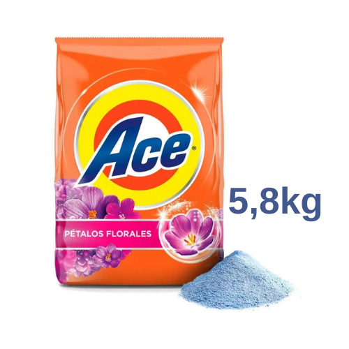 Detergente en Polvo ACE Pétalos Florales Frasco 5,8kg