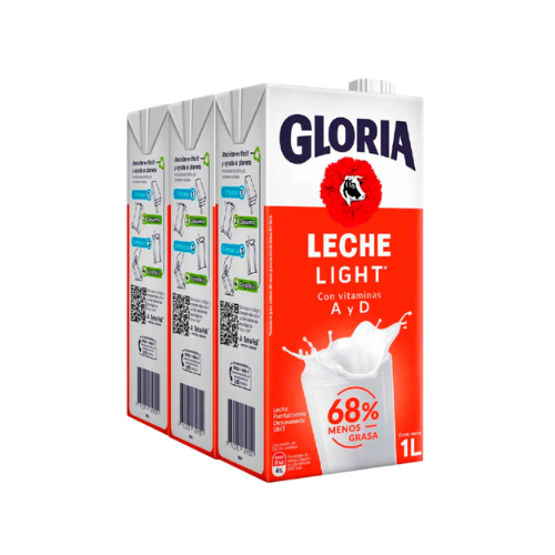 Leche Light Gloria 1L x3